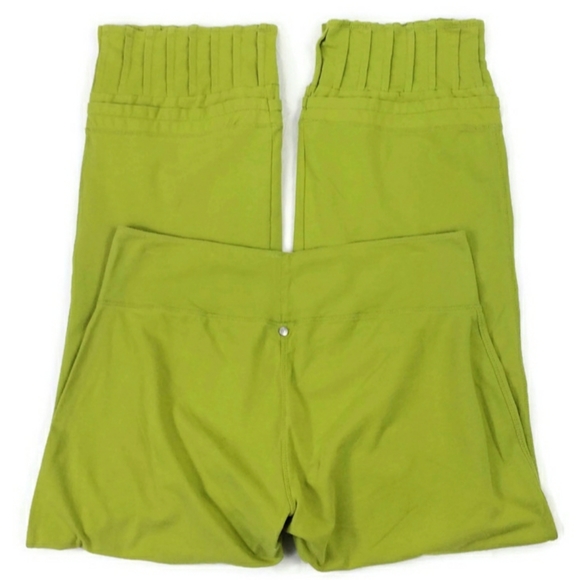 Neon Buddha Green Pullon Cropped Pleated Cuff Capri Pants Womens Small - Picture 4 of 10